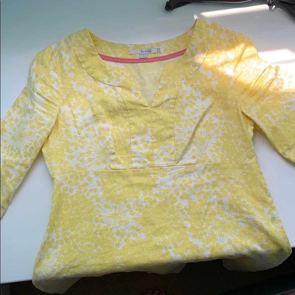 Yellow and White Flower Patterned Boden Dress